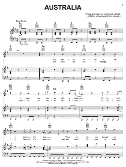 page one of Australia (Piano, Vocal & Guitar Chords (Right-Hand Melody))