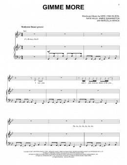 page one of Gimme More (Piano, Vocal & Guitar Chords (Right-Hand Melody))