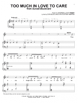 page one of Too Much In Love To Care (Piano & Vocal)