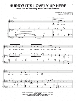 page one of Hurry! It's Lovely Up Here! (Piano & Vocal)