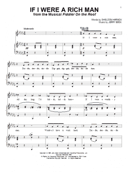 page one of If I Were A Rich Man (from Fiddler On The Roof) (Piano & Vocal)
