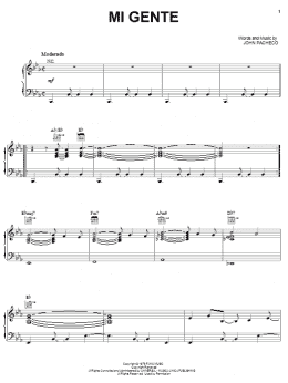 page one of Mi Gente (Piano, Vocal & Guitar Chords (Right-Hand Melody))