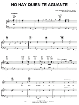 page one of No Hay Quien Te Aguante (Piano, Vocal & Guitar Chords (Right-Hand Melody))