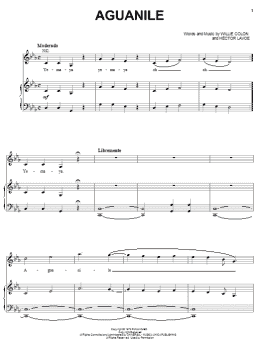 page one of Aguanile (Piano, Vocal & Guitar Chords (Right-Hand Melody))