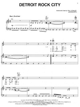 page one of Detroit Rock City (Piano, Vocal & Guitar Chords (Right-Hand Melody))