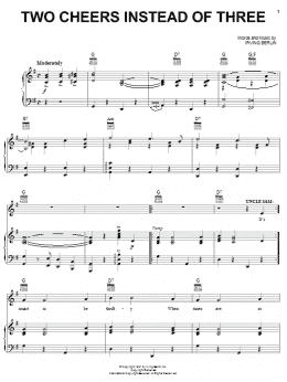 page one of Two Cheers Instead Of Three (Piano, Vocal & Guitar Chords (Right-Hand Melody))