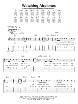 page one of Watching Airplanes (Easy Guitar Tab)