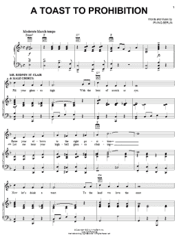 page one of A Toast To Prohibition (Piano, Vocal & Guitar Chords (Right-Hand Melody))