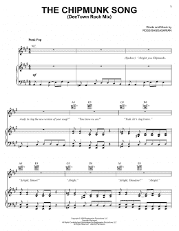 page one of The Chipmunk Song (DeeTown Rock Mix) (Piano, Vocal & Guitar Chords (Right-Hand Melody))