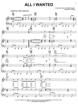 page one of All I Wanted (Piano, Vocal & Guitar Chords (Right-Hand Melody))