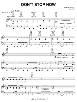 page one of Don't Stop Now (Piano, Vocal & Guitar Chords (Right-Hand Melody))