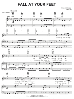page one of Fall At Your Feet (Piano, Vocal & Guitar Chords (Right-Hand Melody))