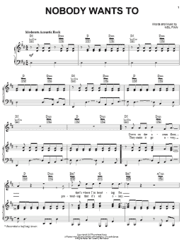 page one of Nobody Wants To (Piano, Vocal & Guitar Chords (Right-Hand Melody))