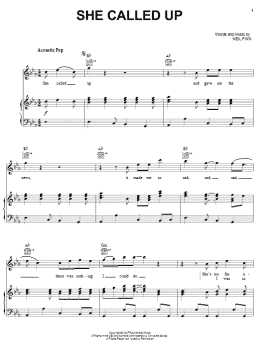 page one of She Called Up (Piano, Vocal & Guitar Chords (Right-Hand Melody))