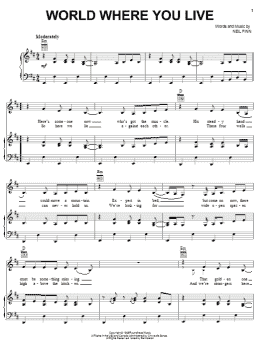 page one of World Where You Live (Piano, Vocal & Guitar Chords (Right-Hand Melody))
