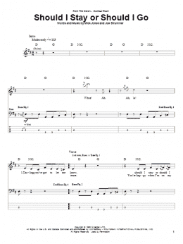 page one of Should I Stay Or Should I Go (Bass Guitar Tab)