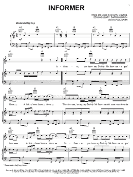 page one of Informer (Piano, Vocal & Guitar Chords (Right-Hand Melody))