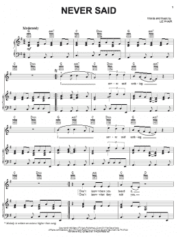 page one of Never Said (Piano, Vocal & Guitar Chords (Right-Hand Melody))