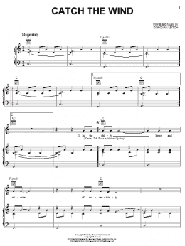 page one of Catch The Wind (Piano, Vocal & Guitar Chords (Right-Hand Melody))