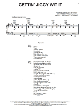 page one of Gettin' Jiggy Wit It (Piano, Vocal & Guitar Chords (Right-Hand Melody))