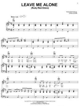 page one of Leave Me Alone (Ruby Red Dress) (Piano, Vocal & Guitar Chords (Right-Hand Melody))