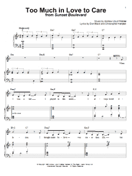 page one of Too Much In Love To Care (Piano & Vocal)