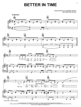 page one of Better In Time (Piano, Vocal & Guitar Chords (Right-Hand Melody))