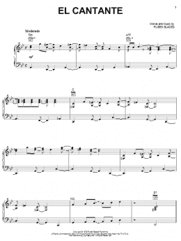 page one of El Cantante (Piano, Vocal & Guitar Chords (Right-Hand Melody))
