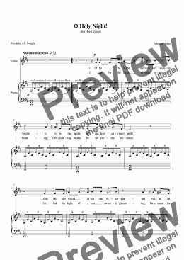 page one of "O Holy Night" -Download Sheet Music for Christmas (Soprano/Tenor Solo)