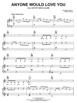 page one of Anyone Would Love You (Piano, Vocal & Guitar Chords (Right-Hand Melody))