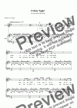 page one of "O Holy Night" A.Adam - Download Christmas Music (SATB Choir)