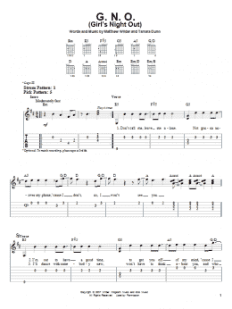 page one of G.N.O. (Girl's Night Out) (Easy Guitar Tab)