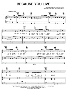 page one of Because You Live (Piano, Vocal & Guitar Chords (Right-Hand Melody))