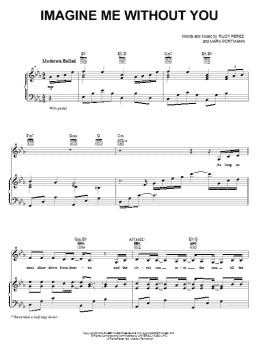 page one of Imagine Me Without You (Piano, Vocal & Guitar Chords (Right-Hand Melody))