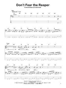 page one of Don't Fear The Reaper (Bass Guitar Tab)