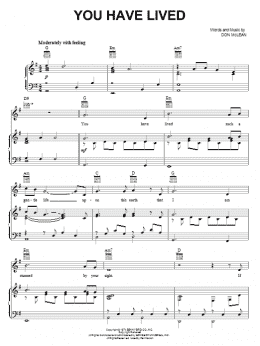 page one of You Have Lived (Piano, Vocal & Guitar Chords (Right-Hand Melody))
