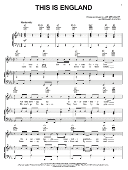 page one of This Is England (Piano, Vocal & Guitar Chords (Right-Hand Melody))