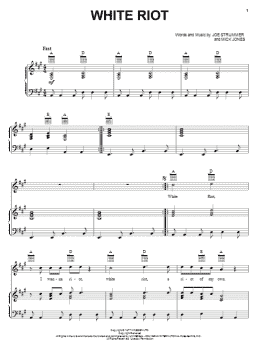 page one of White Riot (Piano, Vocal & Guitar Chords (Right-Hand Melody))