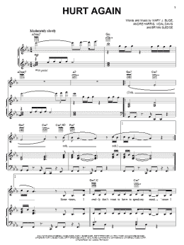 page one of Hurt Again (Piano, Vocal & Guitar Chords (Right-Hand Melody))