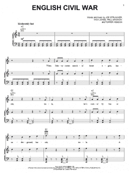 page one of English Civil War (Piano, Vocal & Guitar Chords (Right-Hand Melody))