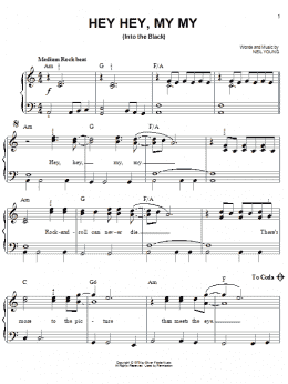 page one of Hey Hey, My My (Into The Black) (Easy Piano)
