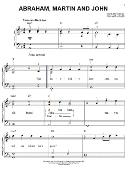 page one of Abraham, Martin And John (Easy Piano)