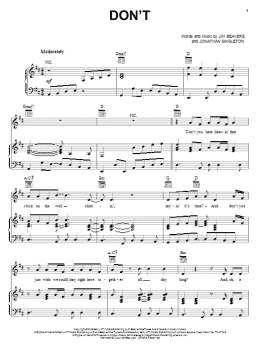 page one of Don't (Piano, Vocal & Guitar Chords (Right-Hand Melody))