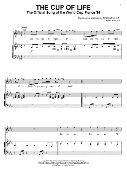page one of The Cup Of Life (Piano, Vocal & Guitar Chords (Right-Hand Melody))