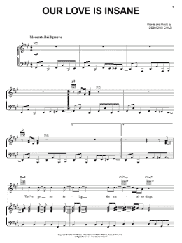 page one of Our Love Is Insane (Piano, Vocal & Guitar Chords (Right-Hand Melody))