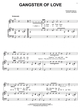 page one of Gangster Of Love (Piano, Vocal & Guitar Chords (Right-Hand Melody))