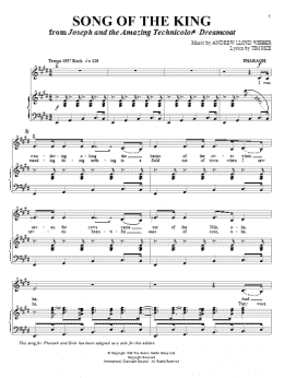 page one of Song Of The King (from Joseph And The Amazing Technicolor Dreamcoat) (Piano & Vocal)