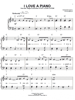 page one of I Love A Piano (Easy Piano)