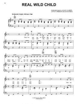 page one of Real Wild Child (Piano, Vocal & Guitar Chords (Right-Hand Melody))