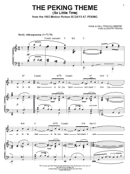 page one of The Peking Theme (So Little Time) (Piano, Vocal & Guitar Chords (Right-Hand Melody))